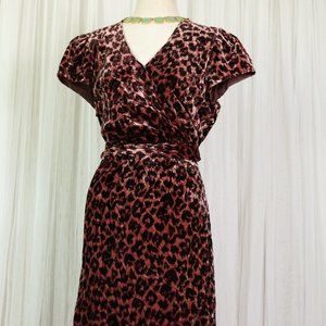 J. Crew Mauve Animal Leopard Print Velvet Wrap Dress Size 12